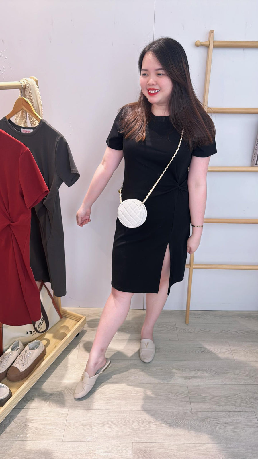 棉质开叉收腰套裙