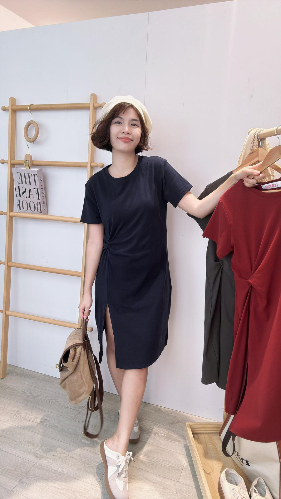 棉质开叉收腰套裙