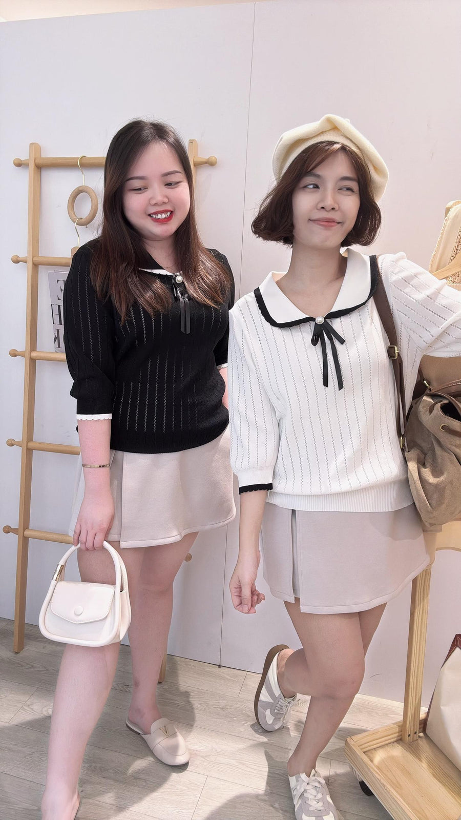 针织镂空娃娃领上衣