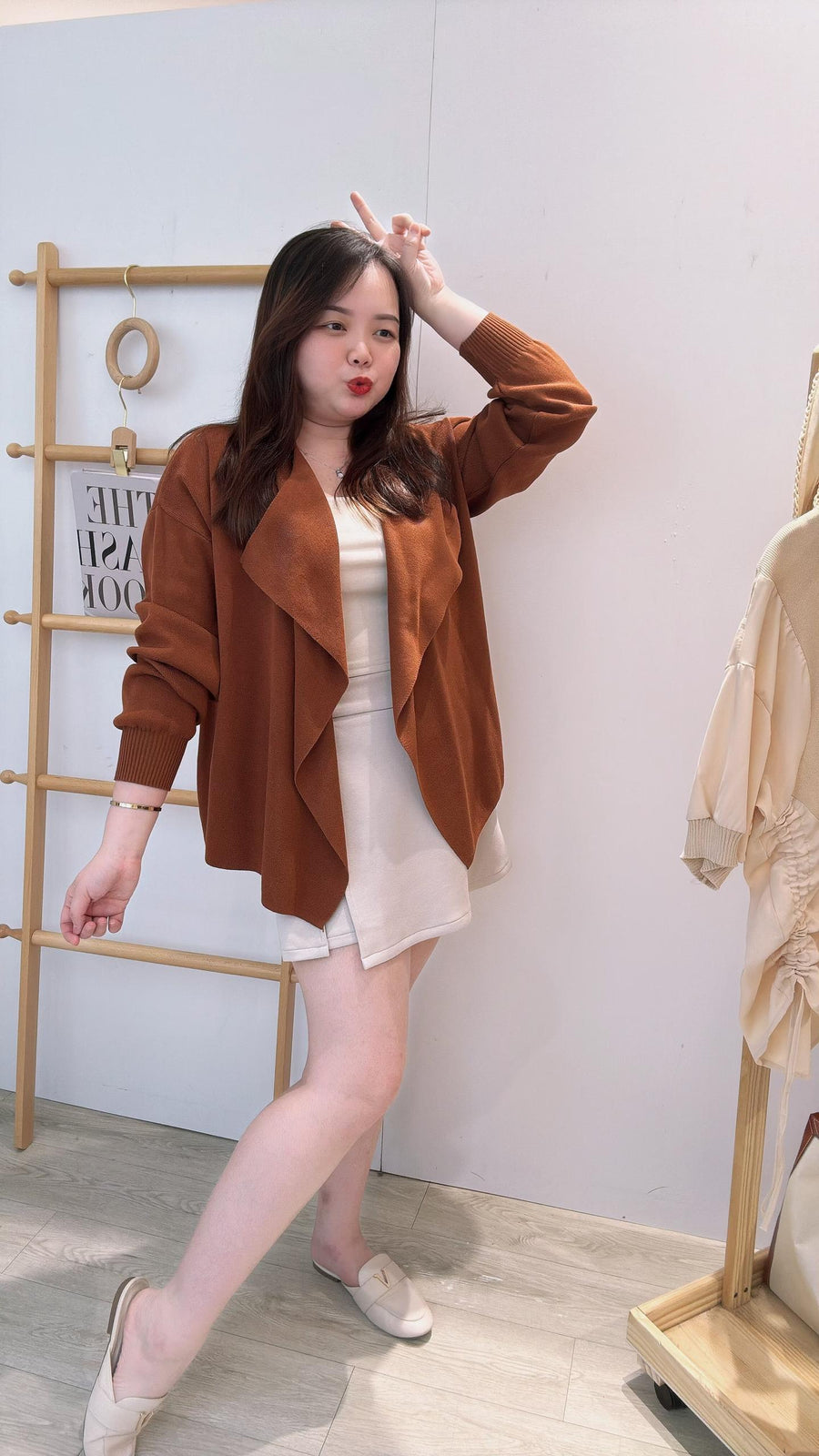 风衣款针织外套