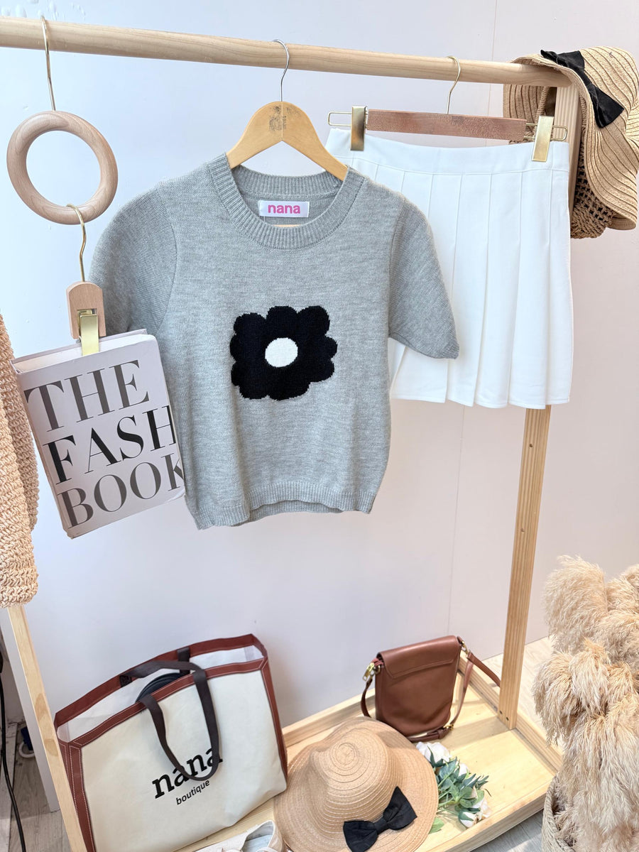 花朵图案针织短上衣