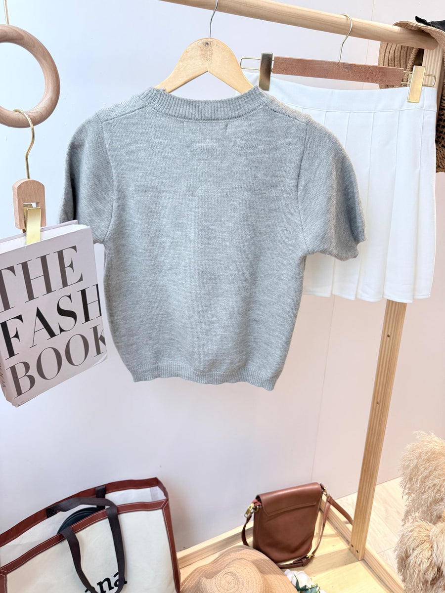 花朵图案针织短上衣