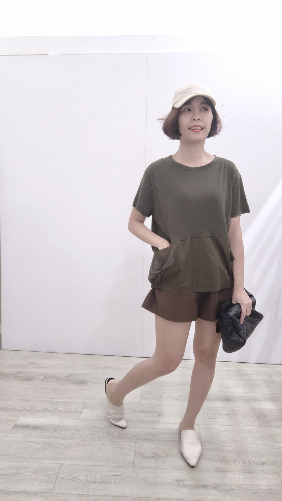 后开叉设计棉质上衣